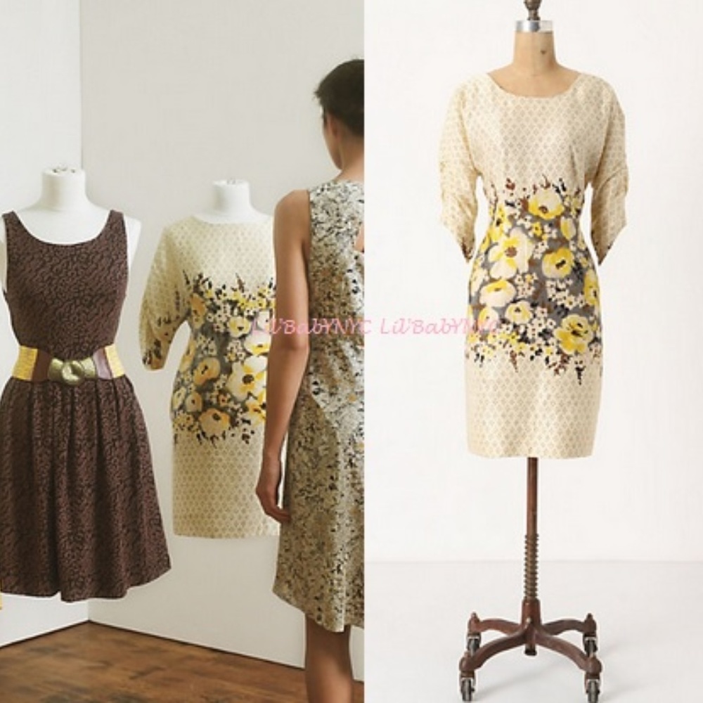 NWT Anthropologie Meadow Rue Dot Floral Dress 0